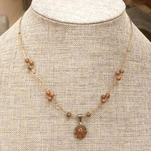 Faux Amber and Stones Necklace - Pre-loved (16")